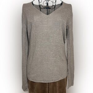 Zara Brown Long Sleeve V-Neck Blouse | NWT | Size S
